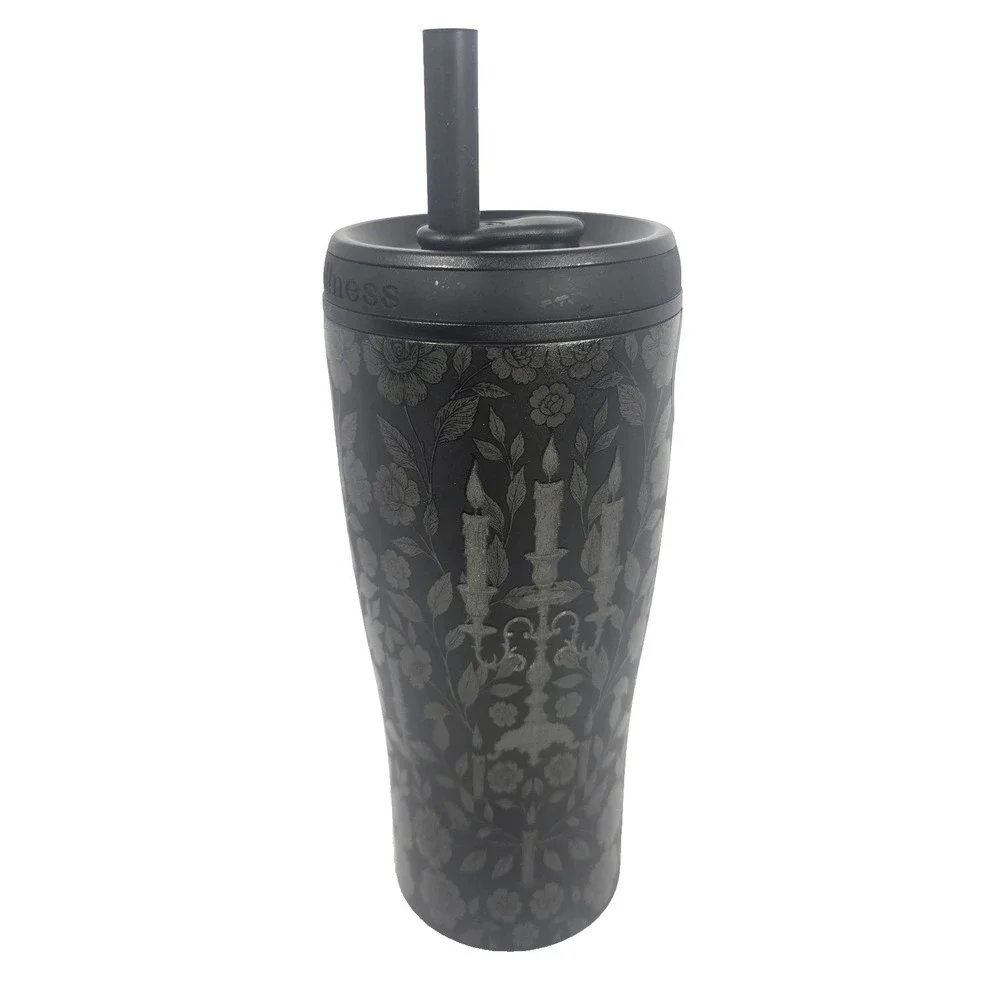 Wellness Tumbler Adults 20 oz Black NEW Gothic Floral Skull Stainless Steel